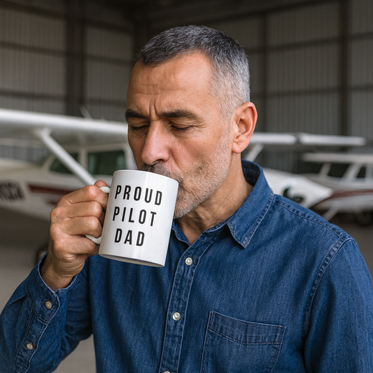 Mug for proud pilot dads “Proud Pilot Dad” – Show your support for your flying offspring