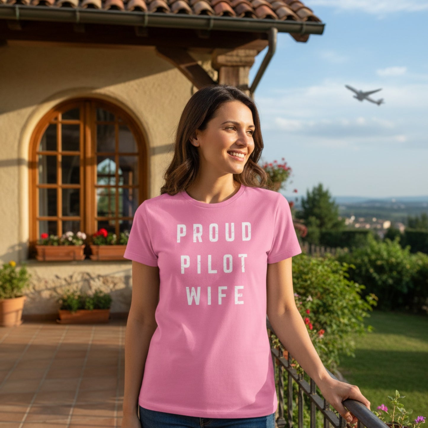 Women's softstyle T-shirt for proud pilot wives – show your support for your flying husband