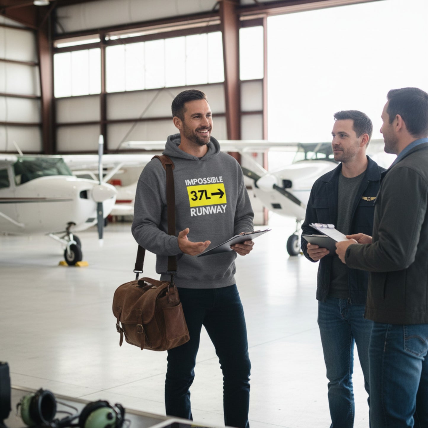 Pilot Hoodie | Funny pilot hoodie “Impossible Runway 37L” for humorous aviation fans