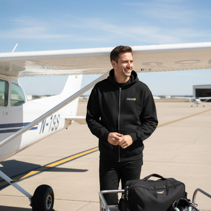 Pilot Zip-Hoodie with Rank 2-Stripes (Second Officer) "CREW" – Stylish hoodie with pilot rank insignia