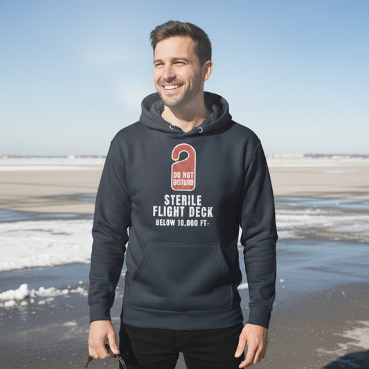 Sterile Cockpit Premium Hoodie with "Do not Disturb" sign – For undisturbed concentration while flying
