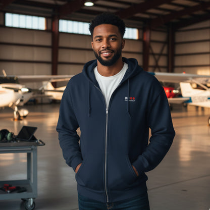 PAPI PERFECT Zip-Hoodie | 2 WHITE 2 RED - A clear design for pilots
