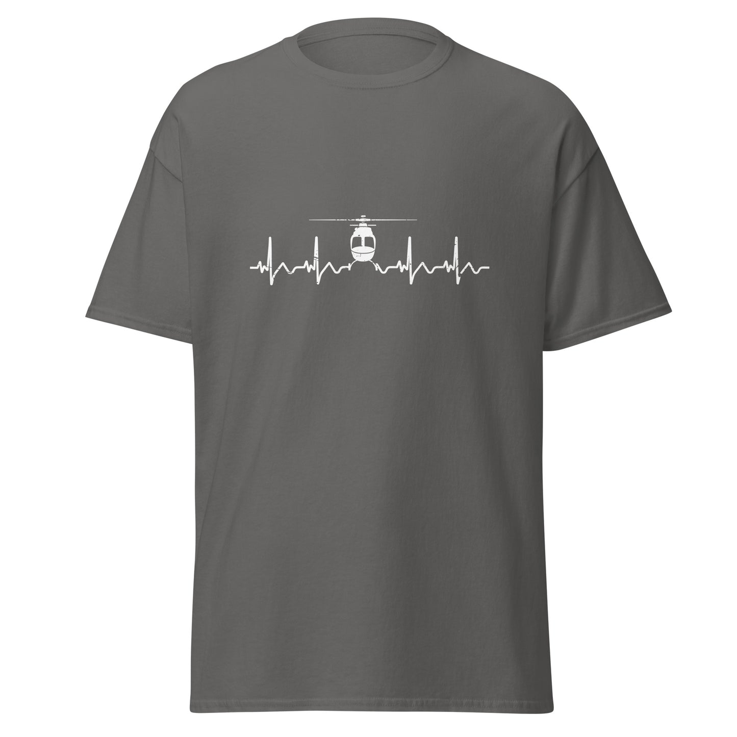Heartbeat ECG Curve Unisex T-Shirt with Helicopter - Perfect for aviation enthusiasts