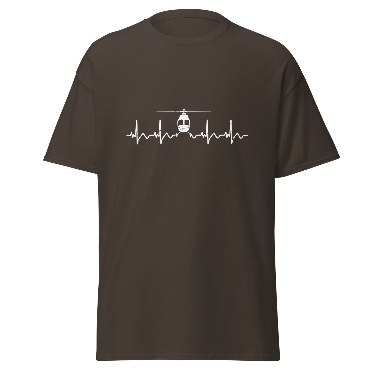 Heartbeat ECG Curve Unisex T-Shirt with Helicopter - Perfect for aviation enthusiasts