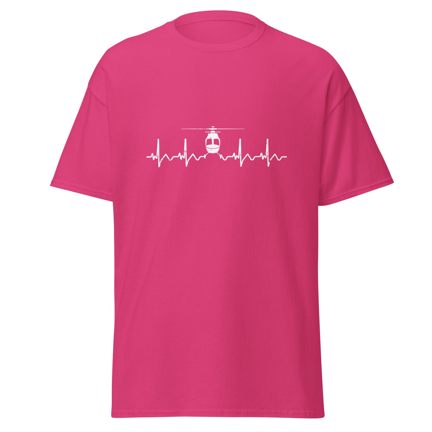 Heartbeat ECG Curve Unisex T-Shirt with Helicopter - Perfect for aviation enthusiasts