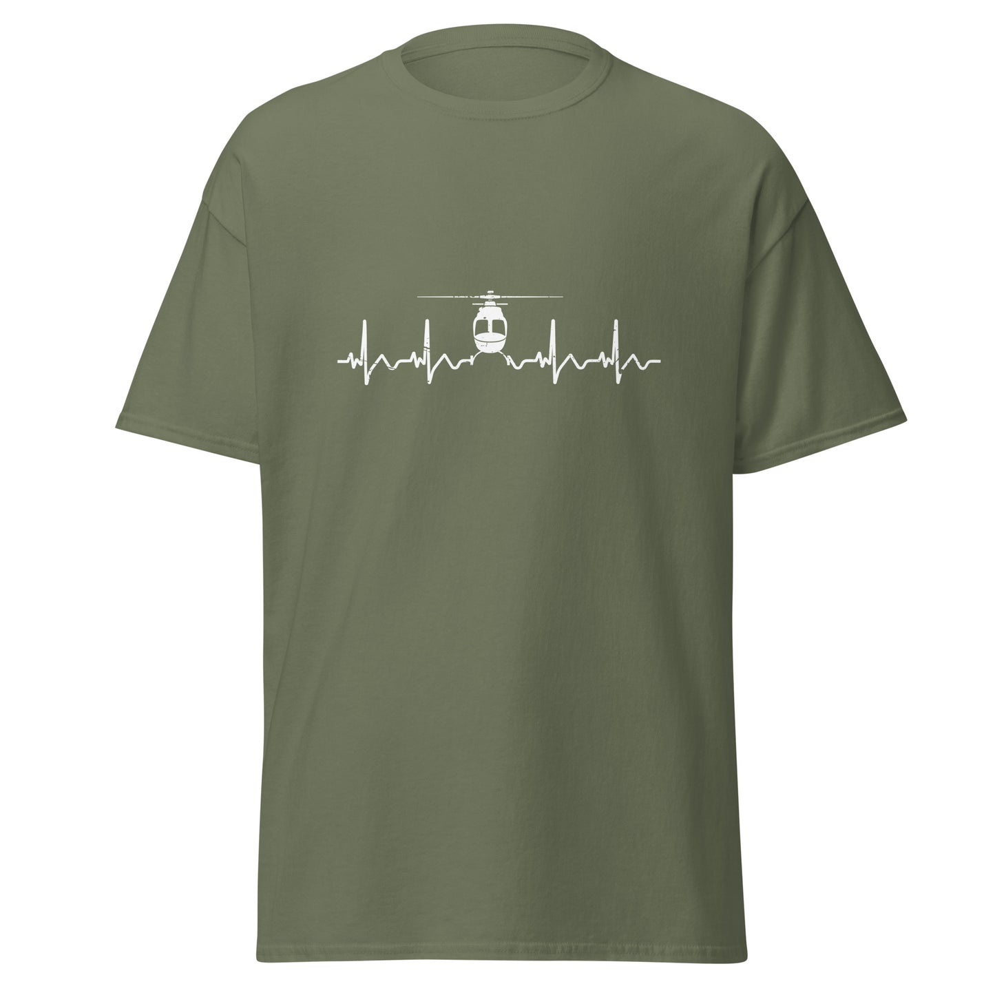 Heartbeat ECG Curve Unisex T-Shirt with Helicopter - Perfect for aviation enthusiasts