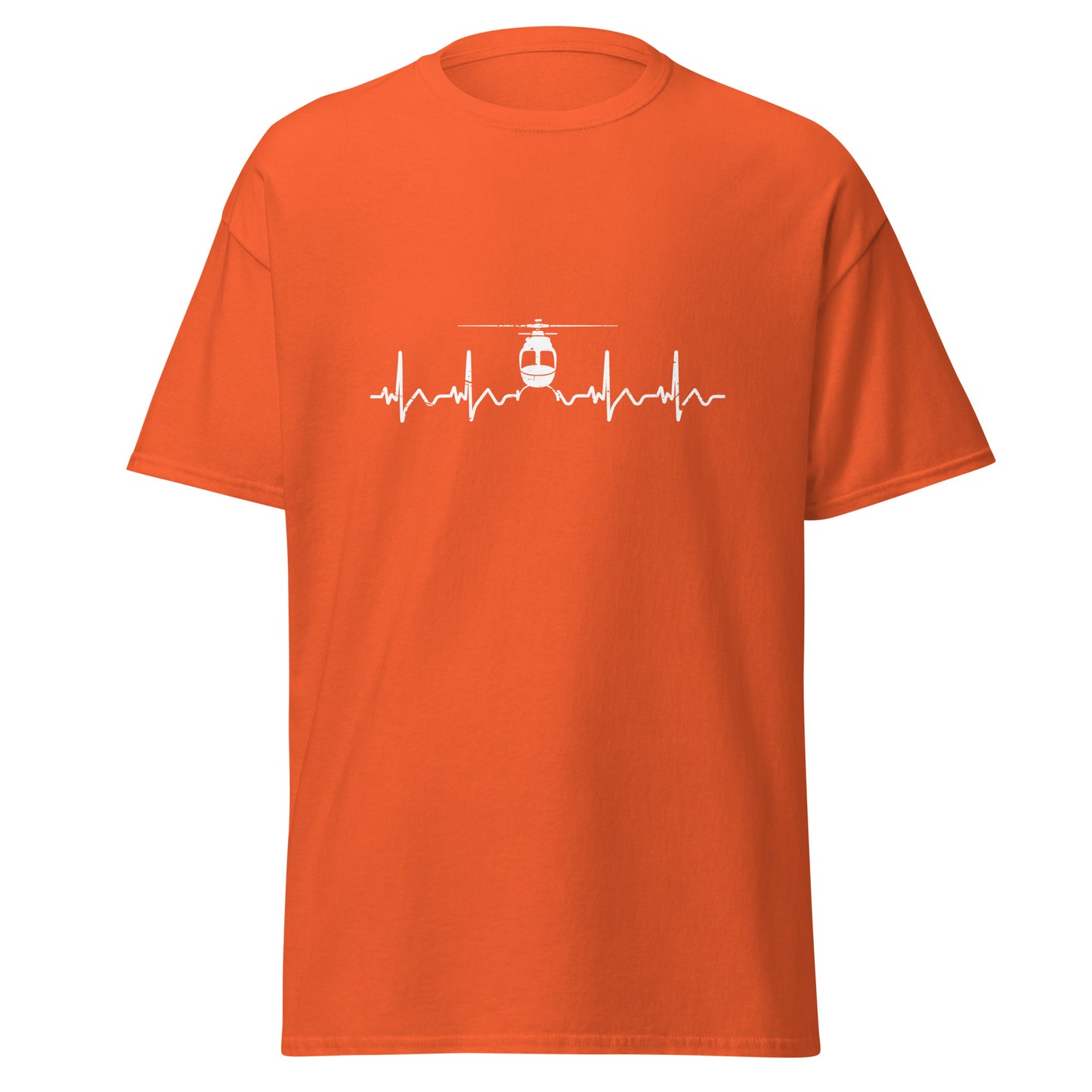 Heartbeat ECG Curve Unisex T-Shirt with Helicopter - Perfect for aviation enthusiasts