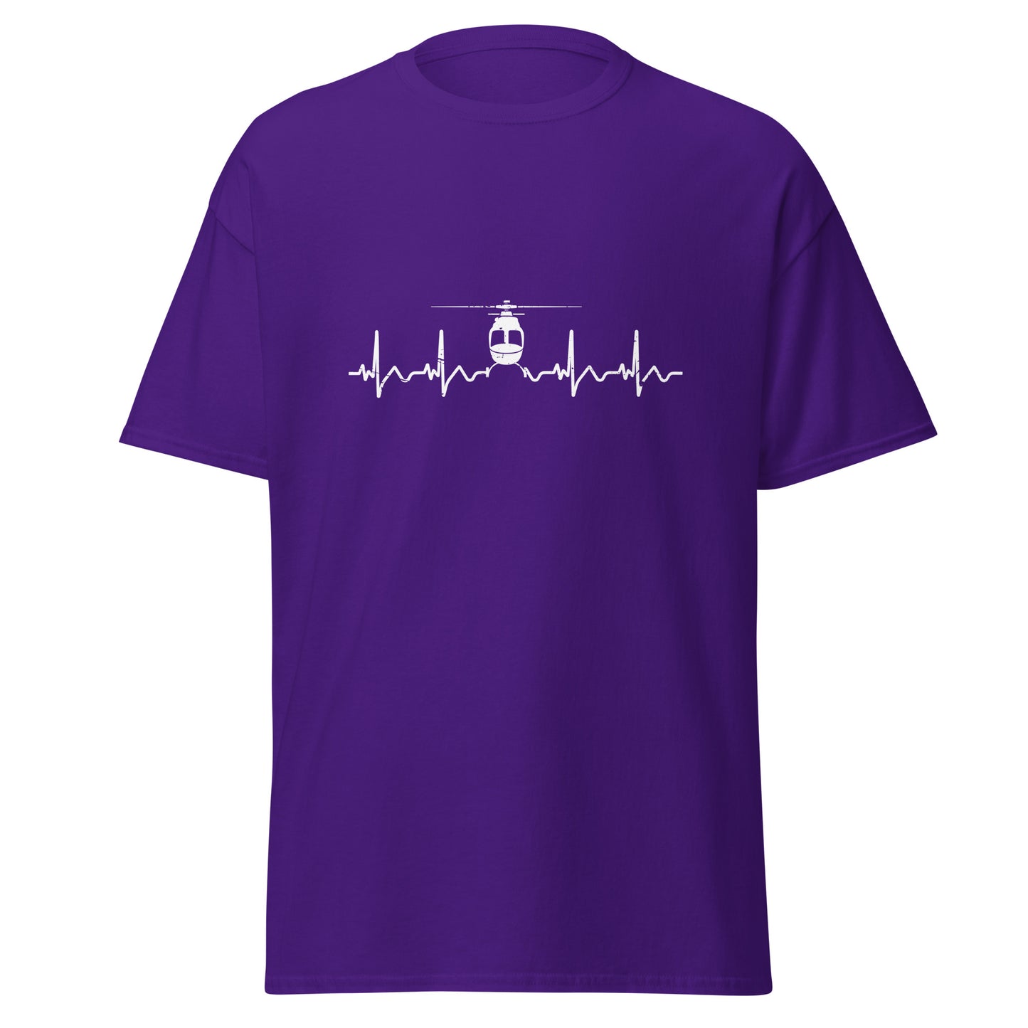 Heartbeat ECG Curve Unisex T-Shirt with Helicopter - Perfect for aviation enthusiasts