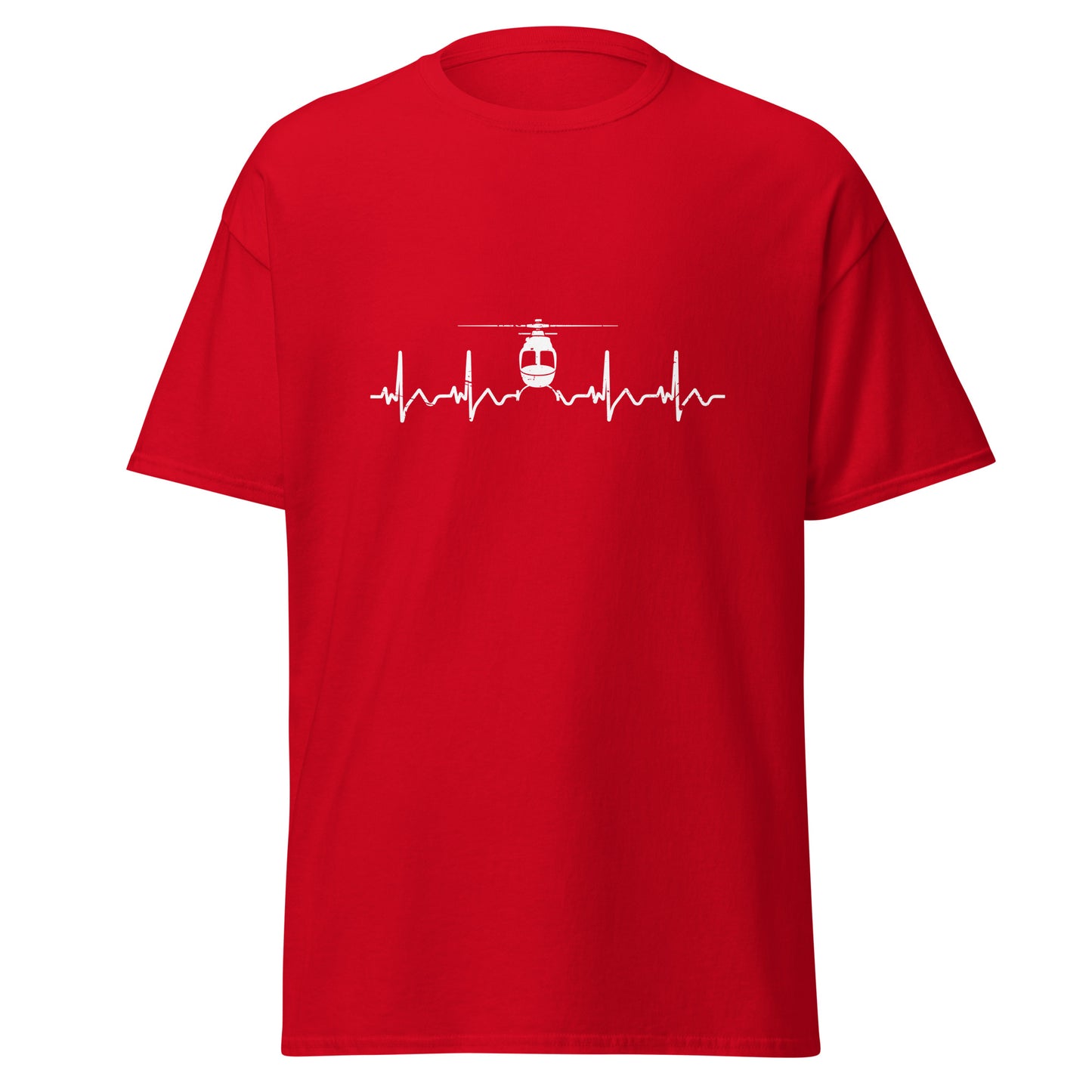 Heartbeat ECG Curve Unisex T-Shirt with Helicopter - Perfect for aviation enthusiasts