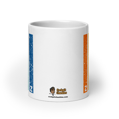 Aviation coffee mug with personalized ICAO code stripe design